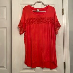 Cupio curved top with lace 2x salmon color cotton